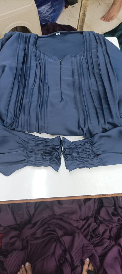 Nousheen Abaya  Pintex Abaya Smoked Sleeves Abaya (Imported)