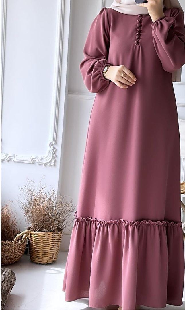 Nighat Abaya Elasticated Sleeves Abaya Firill Abaya Nida Fabric Abaya
