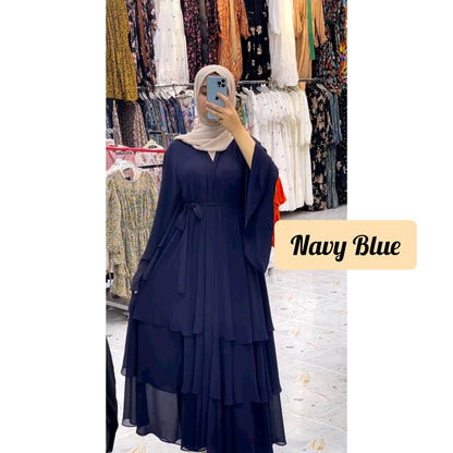 Dubai Special Layered Abaya imported from Dubai Malaysian Georgette D.NO  (Colour)