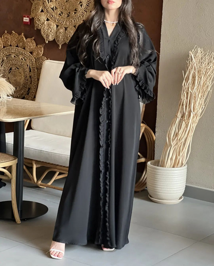 Sanah Abaya Black Abaya Firill sleeves Abaya