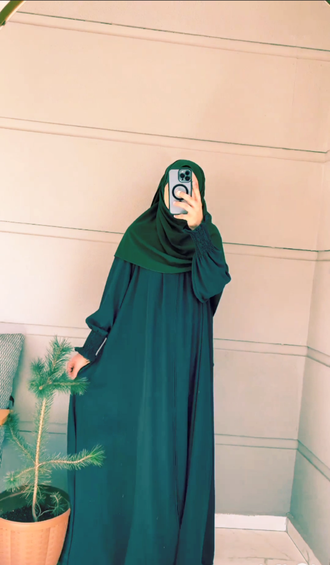 Sundus Abaya  Casual Zipper  Abaya Smoked Sleeves Abaya