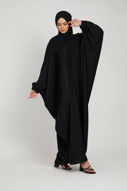 Alishbah Abaya Elasticated Sleeves Kaftan Abaya