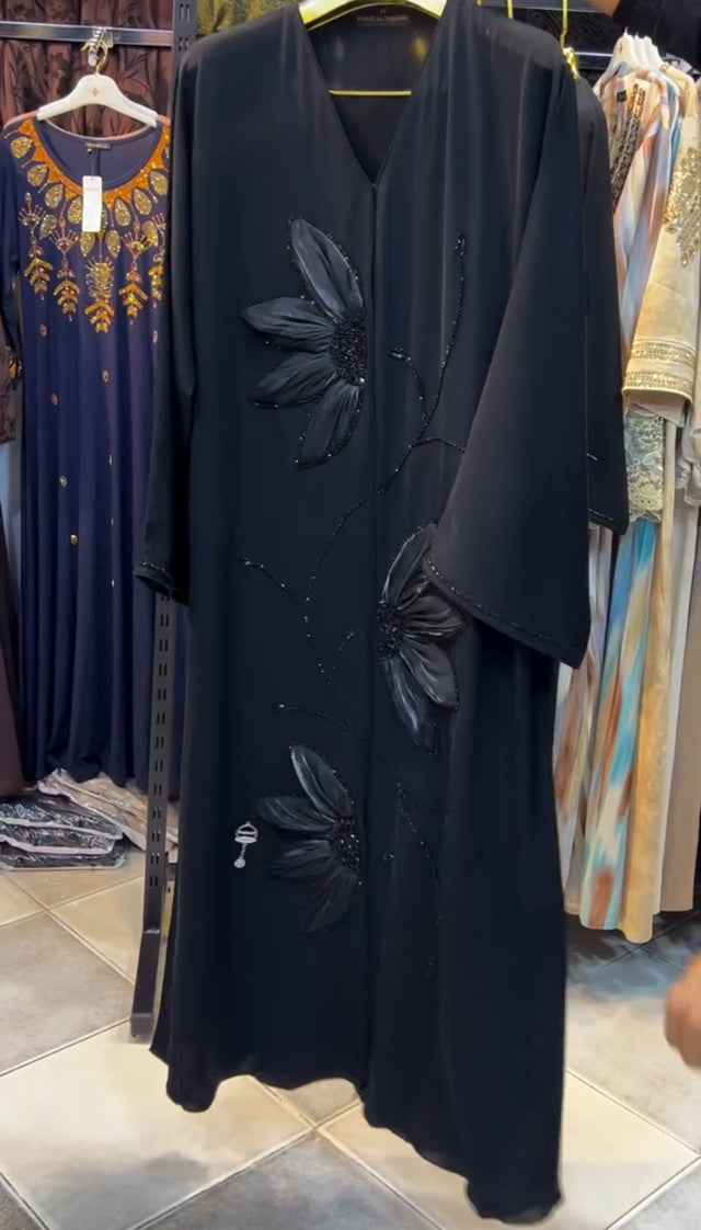 Hamna Abaya Handwork Abaya Korean Nida Fabric (Imported)