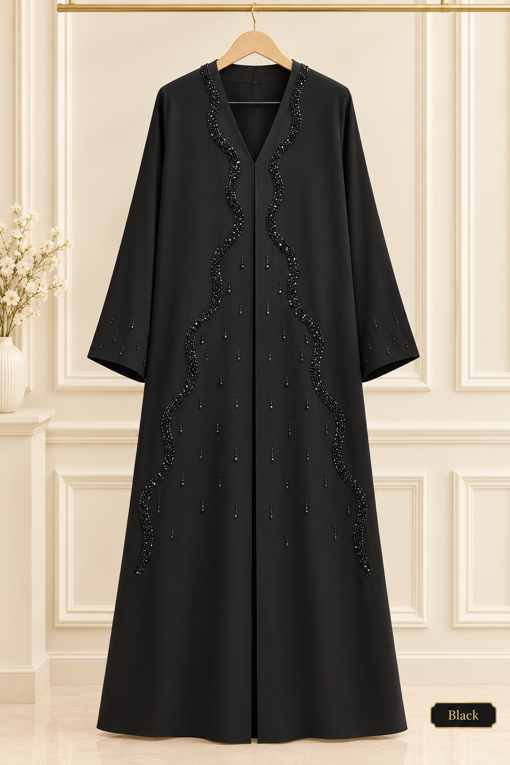 Al Hawa Abaya Handwork Abaya  Nida Fabric (Imported) (Black)