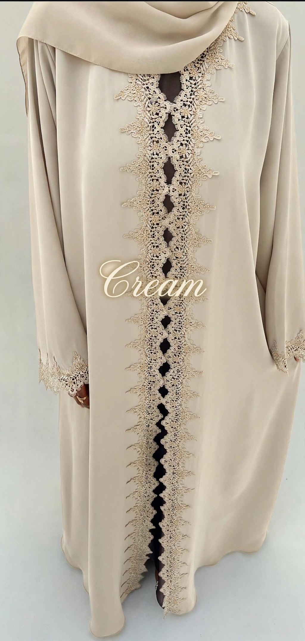Al Hajra Abaya Lace Abaya  Korean Nida Fabric (Imported)
