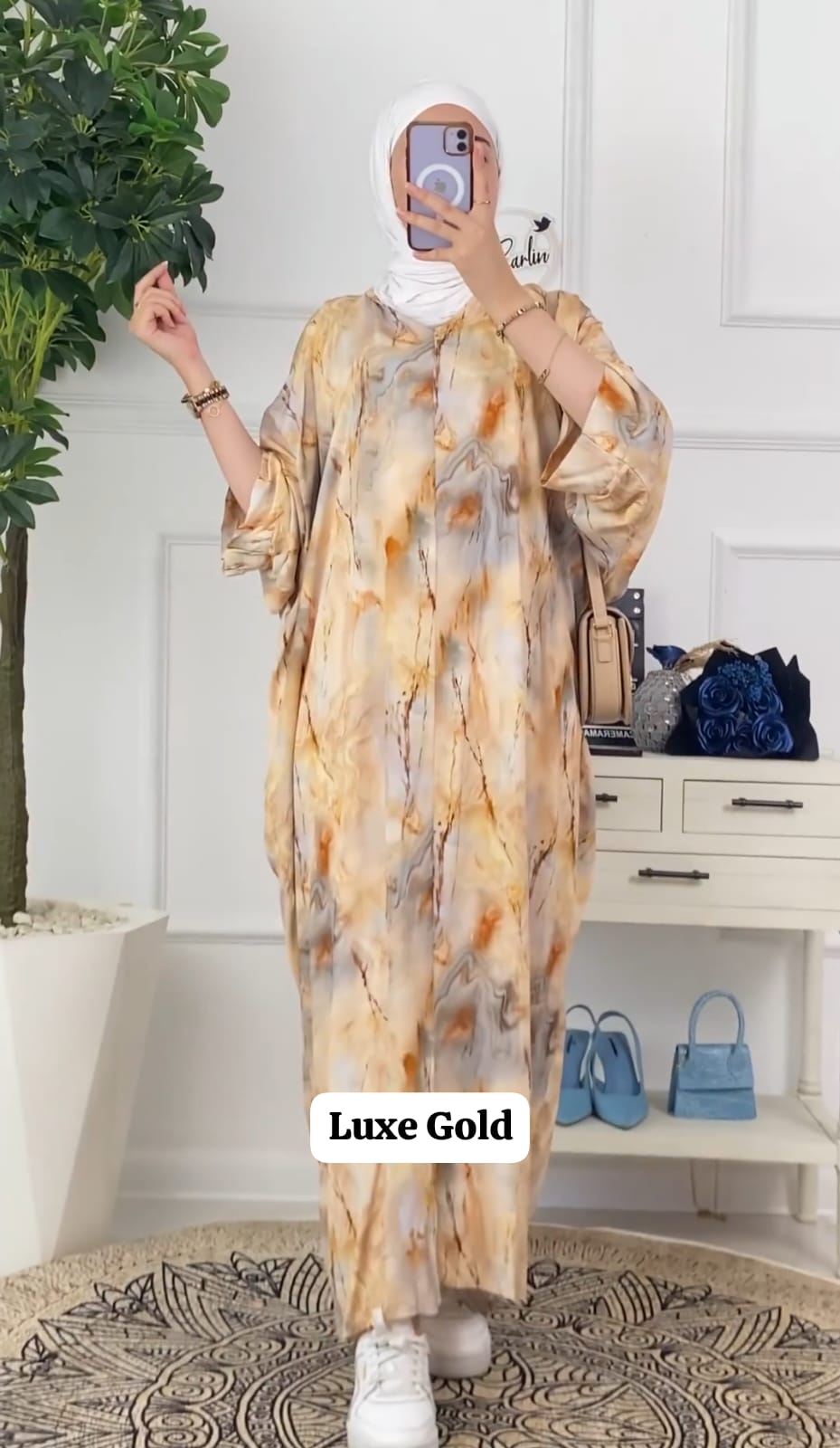 Luxe Abaya 3d Digital Print Kaftan Abaya
