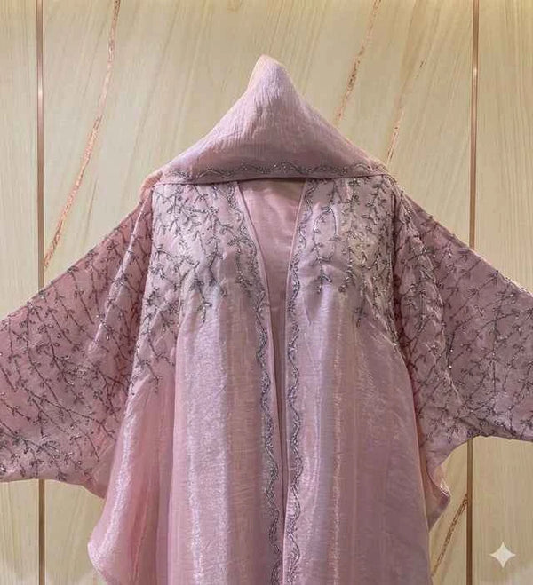 Al Hoor Luxe Wedding Abaya Organza 2pc Shrug Kaftan Abaya (Imported)