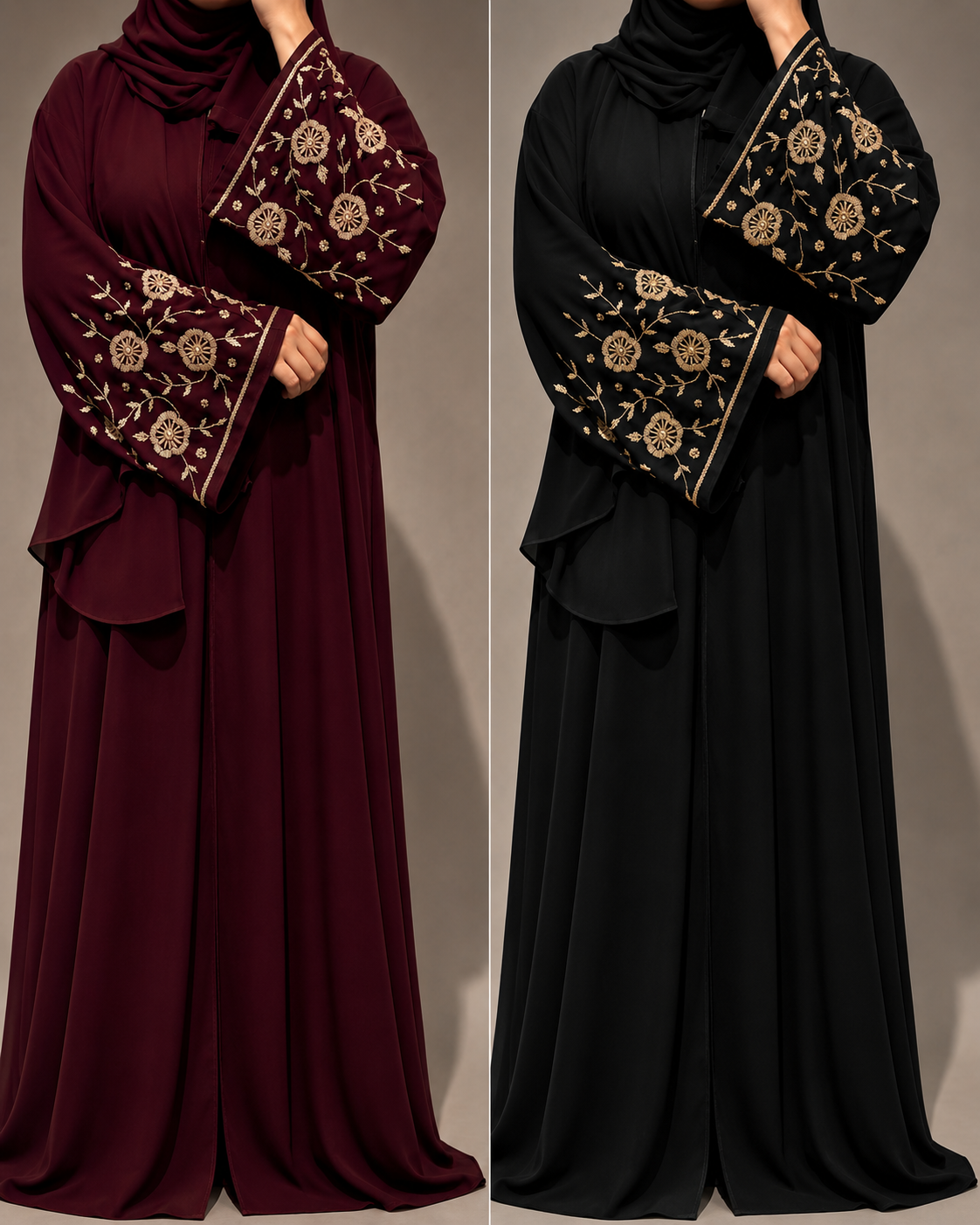 Al Taiba Abaya Handwork  Abaya Tiktok Fabric (Imported)