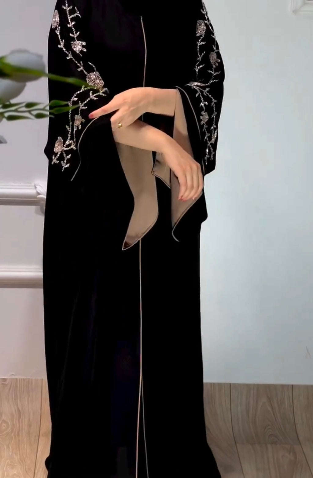 Al Fatima Abaya Handwork Abaya Korean Nida Fabric (Imported)