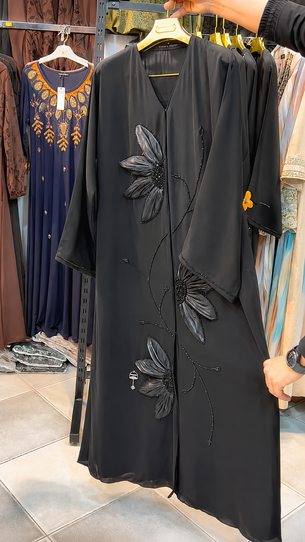 Hamna Abaya Handwork Abaya Korean Tiktok Fabric (Imported)