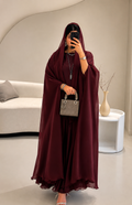 Queen Abaya Tissue Fabric Farasha Abaya (Imported) (Luxe Maroon)