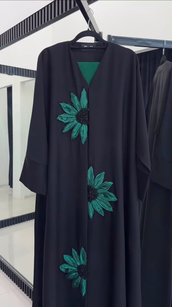 AL NADIA Handwork Abaya  Nida Fabric (Imported) (Black)