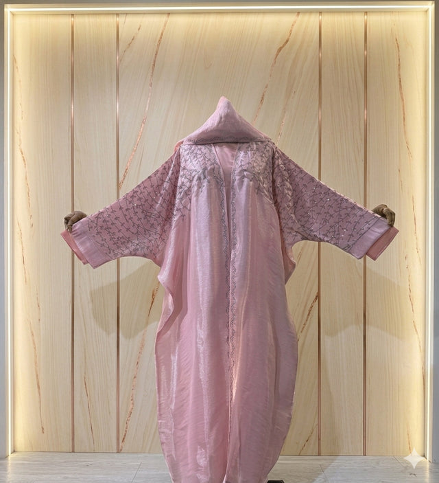 Al Hoor Luxe Wedding Abaya Organza 2pc Shrug Kaftan Abaya (Imported)