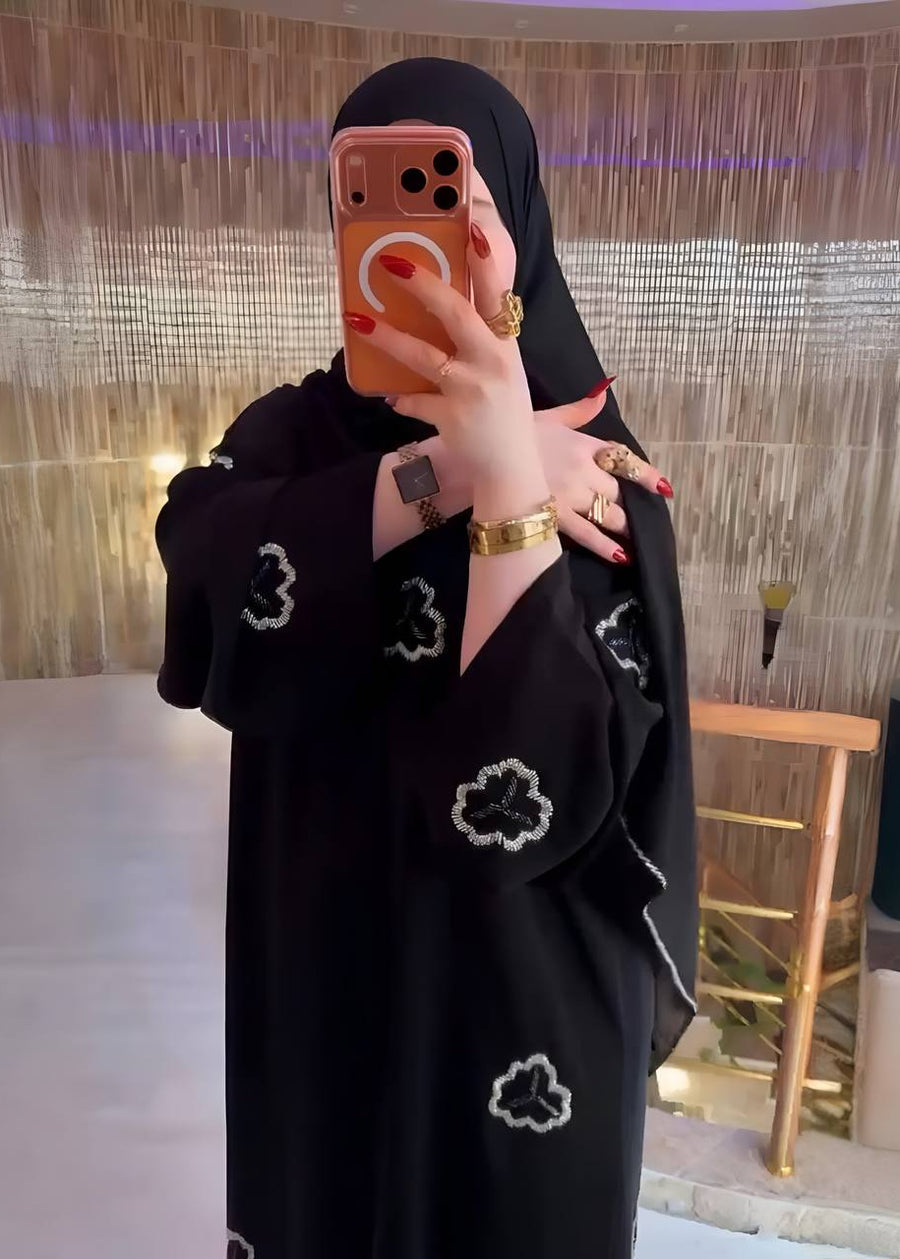 Al Husna Abaya Handwork  Abaya Tiktok Fabric (Imported)