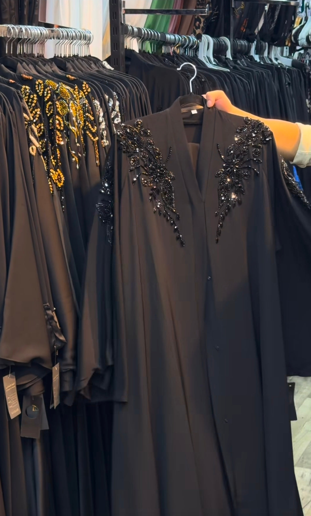 Al Bareera Abaya Handwork Abaya  Nida Fabric (Imported) (Black)