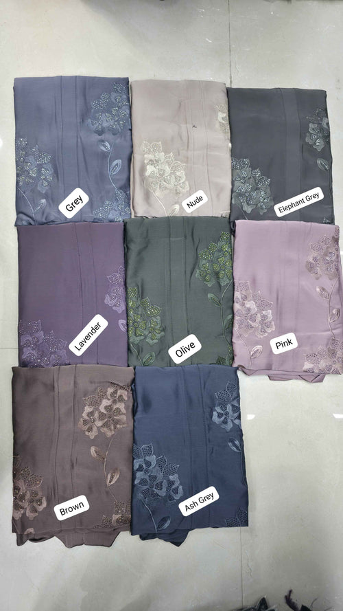 Al Mushk Abaya Embroidery Abaya Korean Tiktok Fabric (Imported)