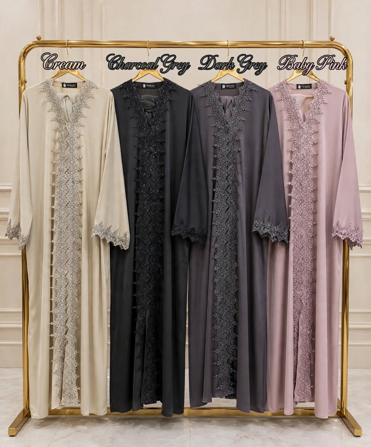 Al Hajra Abaya Lace Abaya  Korean Nida Fabric (Imported)