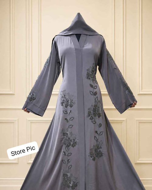 Al Mushk Abaya Embroidery Abaya Korean Tiktok Fabric (Imported)
