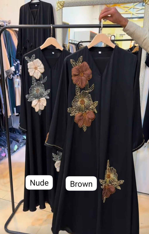 Al Aasiya Abaya Handwork Abaya  Tiktok Fabric (Imported)