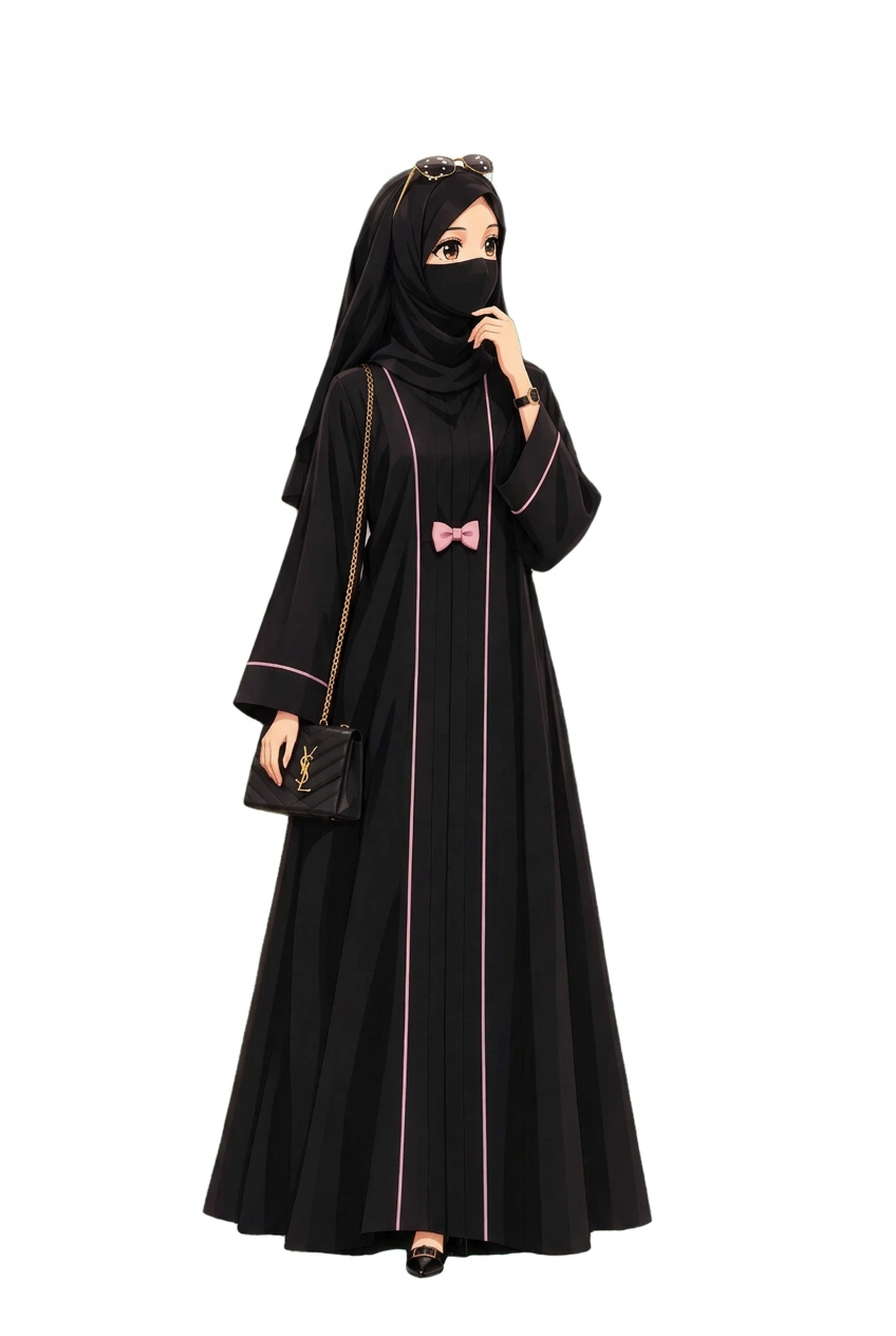 Bow Abaya Imported Nida Fabric Abaya (Black)