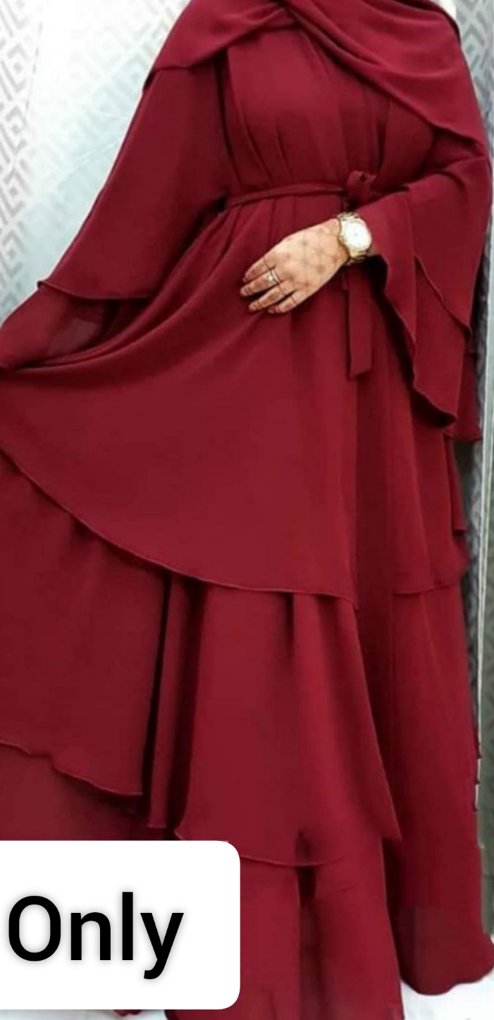 Dubai Special Layered Abaya imported from Dubai Malaysian Georgette D.NO  (Colour)
