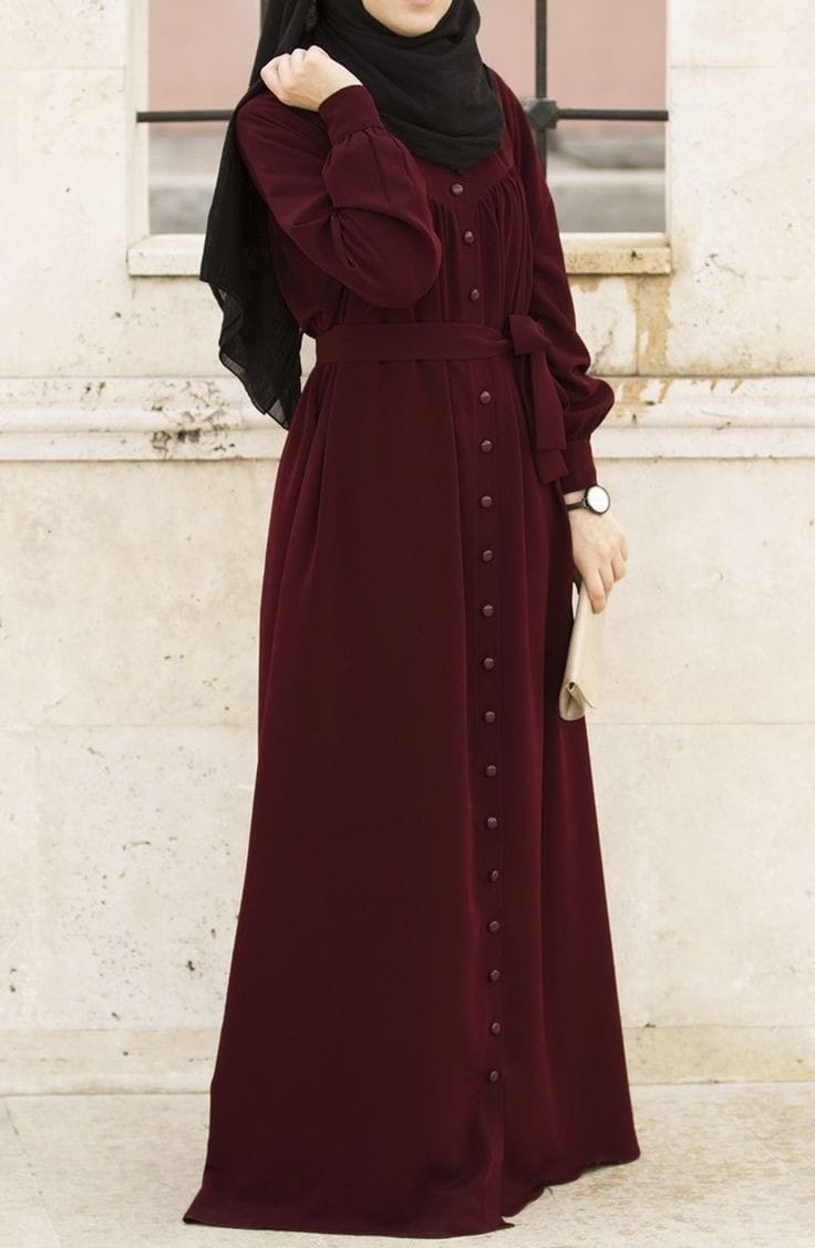 Raziya Abaya  Cuffed Sleevee  Limited Edition from Turkey (Maroon)