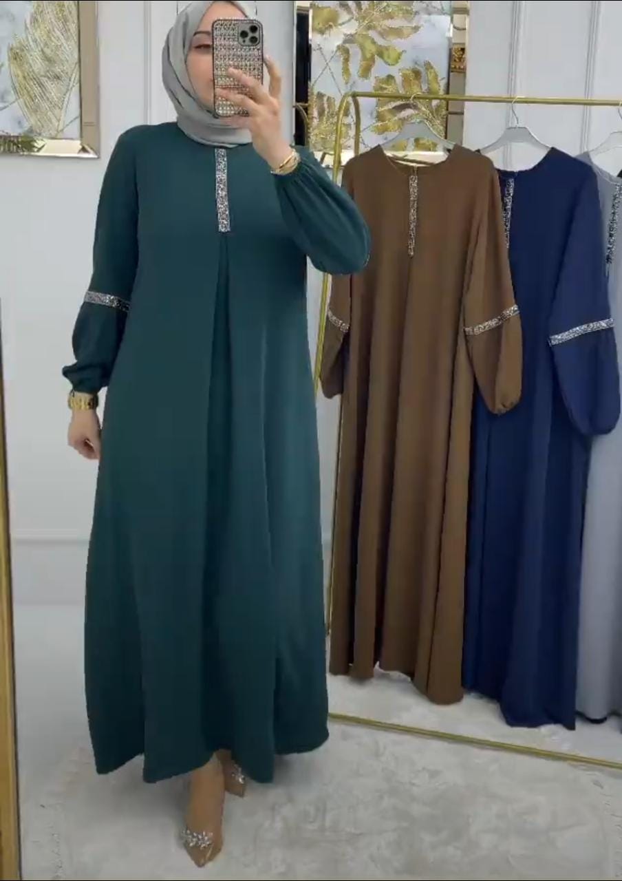 Eid Special Elastic Sleeves Abaya from Turkey with Handwork Diamond lace