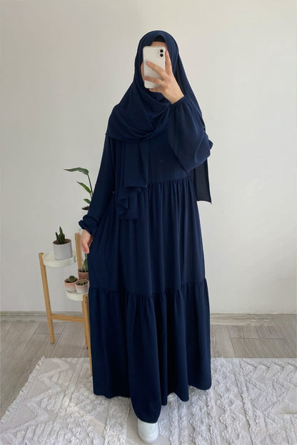 Taiba Pleated Abaya Elastic sleeves Abaya from Turkey 🇹🇷 (Imported)
