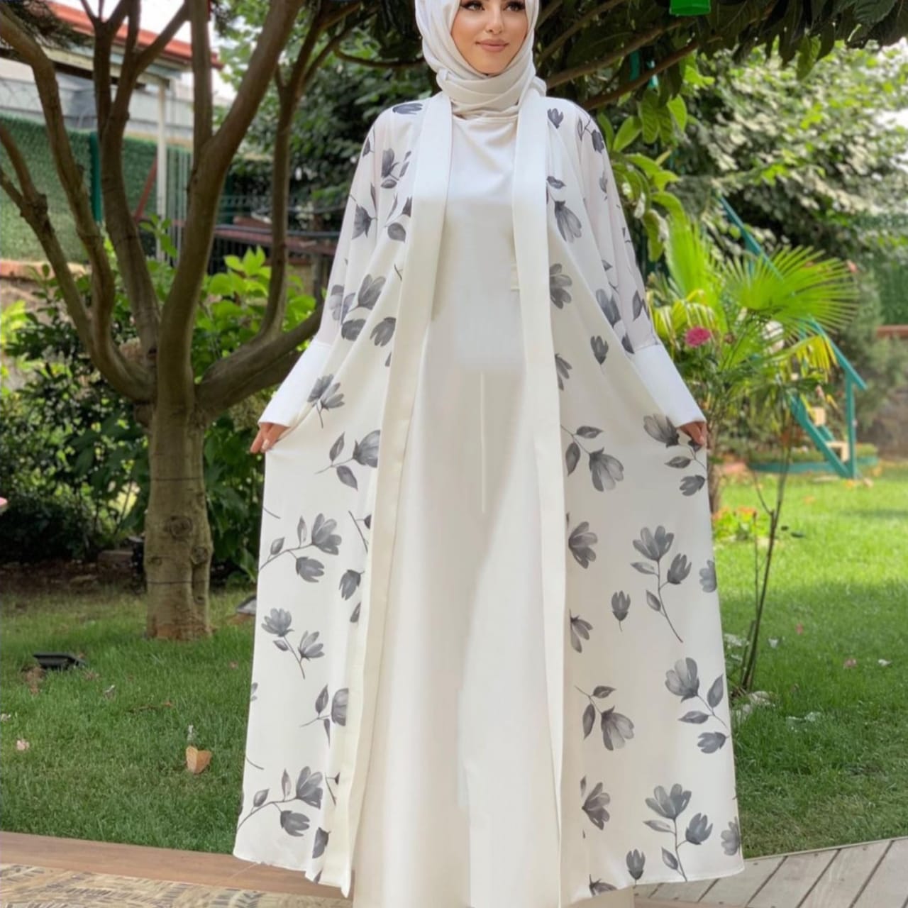 ( Eid New Launch) Printed Abaya Shrug Abaya 2 Piece Abaya from Turkey