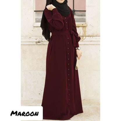 Raziya Abaya  Cuffed Sleevee  Limited Edition from Turkey (Maroon)